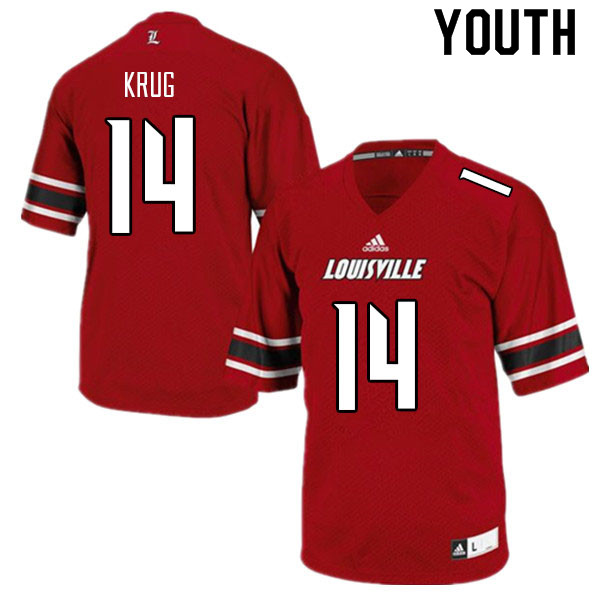 Youth #14 Gabe Krug Louisville Cardinals College Football Jerseys Sale-Red